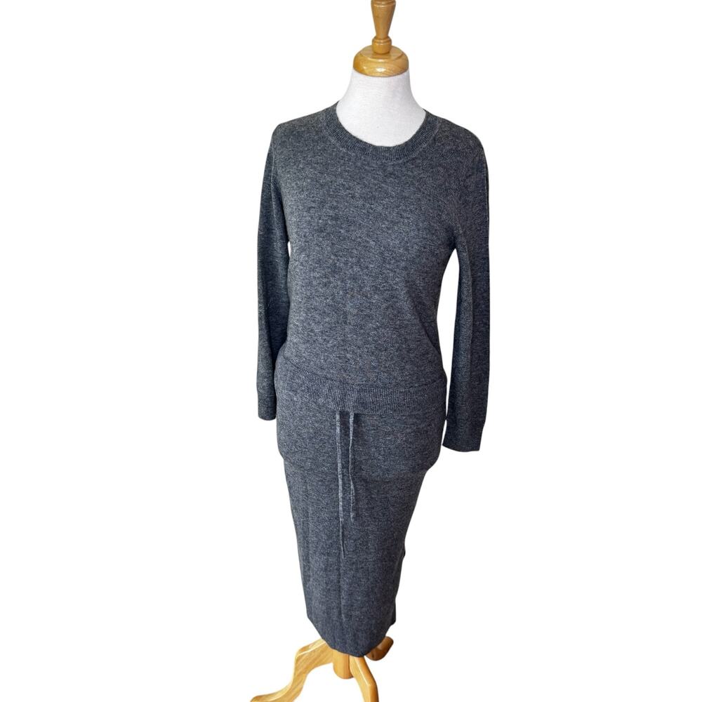SANDRO Paris Wool Long Sleeve Crewneck Maxi Sweater Dress Size 1 Gray